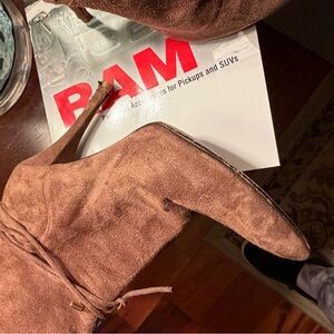 Brown Suede Pointed Toe Boots
